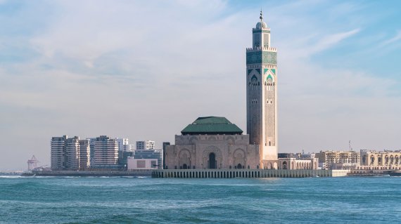 The Hassan II Mosque in Casablanca is the largest mosque in Moro