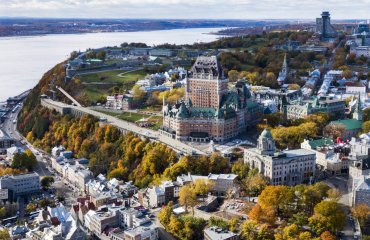 Aerial View of Old Quebec City in the Fall Season, Quebec, Canad