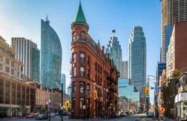 Gooderham or Flatiron Building in downtown Toronto - Toronto, On